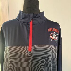 NHL Columbus Blue Jackets Sweater Mens Large Blue 1/4‎ Zip Pullover NWT